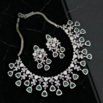 Rhodium Plated Cubic Zircon Antique Design Necklace Set