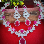 American Diamond Tear Drop Cubic Zirconia Necklace Set