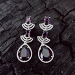 CZ Royal Violet Tear Drop Necklace Set