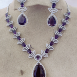 CZ Royal Violet Tear Drop Necklace Set