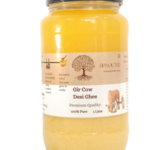 Sprouted Gir Cow Desi Ghee 1 Litre | Glass Jar | Bilona Method | Lab Tested |Curd-Churned |Pure, Natural & Healthy | Danedar Ghee | Desi Ghee