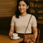 Catchy Brown Women Sling Bag Elegant Brown Bow Handbag – Stylish PU Leather Shoulder Bag for Women