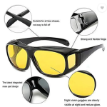 Night Vision, UV Protection, Toughened Glass Lens Wrap-around, Round Sunglasses ( Pack of 2 +Day or Night)