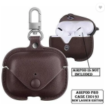Leather Latch Headphone Case For Air pod Pro & Pro 2  (Dark Brown)