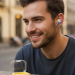 Heyuva Wireless Transparent Earbuds with New Shape Charging Case