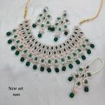 Silver Plated Austrian Stone and Beads Choker Necklace Set