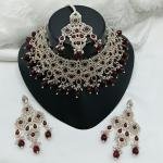 Austrian Stone Choker Necklace Set With Maang Tikka