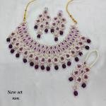 Silver Plated Austrian Stone and Beads Choker Necklace Set