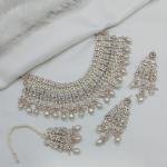 Maroon Stone With Pearl Work Necklace Set