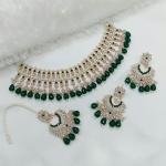 Rose Gold Finish Necklace Set With Stone And Pearl Work