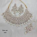 Silver Plated Austrian Stone and Beads Choker Necklace Set