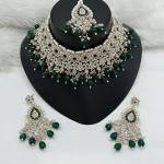 Austrian Stone Choker Necklace Set With Maang Tikka