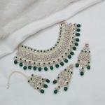 Maroon Stone With Pearl Work Necklace Set