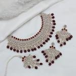 Stone Studded Necklace Set and Diamond Studded Necklace Set with Maang tika