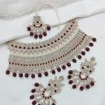 White Stone Studded Necklace Set