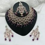 Austrian Stone Choker Necklace Set With Maang Tikka