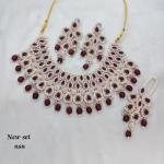 Silver Plated Austrian Stone and Beads Choker Necklace Set