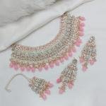 Maroon Stone With Pearl Work Necklace Set