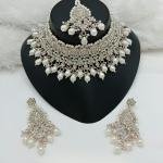 Austrian Stone Choker Necklace Set With Maang Tikka