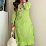 PARI Grey Cotton Dobby Chikankari Kurta Pant Set