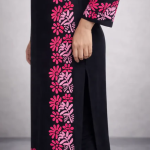 Sakshi Luxe Modal Chikankari Kurti with Pink Hand Embroidered Floral Work