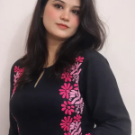 Sakshi Luxe Modal Chikankari Kurti with Pink Hand Embroidered Floral Work