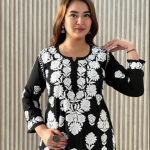 VIDHI Black Pure Modal Chikankari Kurti