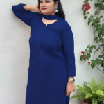 YATI Blue Pure Viscose Chikankari 3D Emboss 4pcs Set