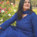 YATI Blue Pure Viscose Chikankari 3D Emboss 4pcs Set