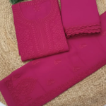 YATI Pink Pure Viscose Chikankari 3D Emboss 4pcs Set