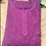 POONAM Wine Pure Viscose Chikankari Resham 4pcs Set