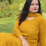 YATI Yellow Pure Viscose Chikankari 3D Emboss 4pcs Set