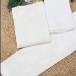 YATI White Pure Viscose Chikankari 3D Emboss 4pcs Set-COLOR CUSTOMIZATION