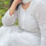 YATI White Pure Viscose Chikankari 3D Emboss 4pcs Set-COLOR CUSTOMIZATION