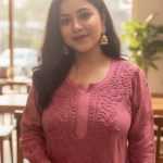 NITYA Mauve Pure Viscose Chikankari3D Emboss Omray Kurti