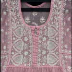 KALA Baby Pink Pure Mulmul Chikankari Pearl Gown Dupatta Set