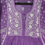 KALA Baby Pink Pure Mulmul Chikankari Pearl Gown Dupatta Set