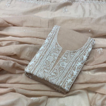 ADITI Powder Blue Pure Mulmul Chikankari Kurta Dupatta Set