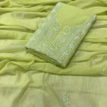 ADITI Powder Blue Pure Mulmul Chikankari Kurta Dupatta Set