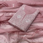 ADITI Powder Blue Pure Mulmul Chikankari Kurta Dupatta Set