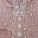 ADITI Powder Blue Pure Mulmul Chikankari Kurta Dupatta Set