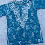 ALIA Black Pure Mulmul Chikankari Printed Short Top