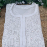 AMBA White Organza Chikankari Kurta for Woman