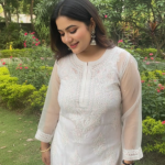 AMBA White Organza Chikankari Kurta for Woman