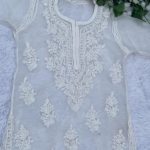 AMBA White Organza Chikankari Kurta for Woman