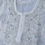 AMBA White Organza Chikankari Kurta for Woman