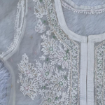 AMBA White Organza Chikankari Kurta for Woman
