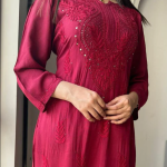 ANAMIKA Blue Modal Silk Mokaish Chikankari Kurta Palazzo Set