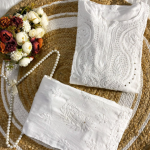 ANAMIKA White Modal Silk Mokaish Chikankari Kurta Palazzo Set