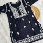 KHUSHI Black Modal Chikankari Short Top
